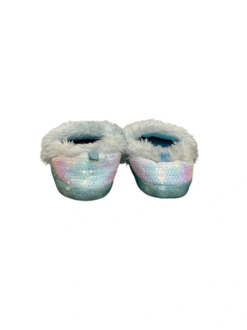 Light Blue Disney Frozen Anna and Elsa Girls' Fuzzy Slippers
